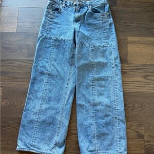 SLVRLAKE Wide Leg Flare Jeans in Light Blue Denim